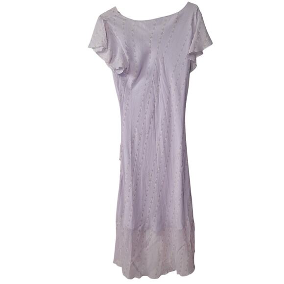 Vintage Size 14 Jaclyn Smith Y2K Fairy 100% Silk Lavender Midi Length Dress - Picture 2 of 6